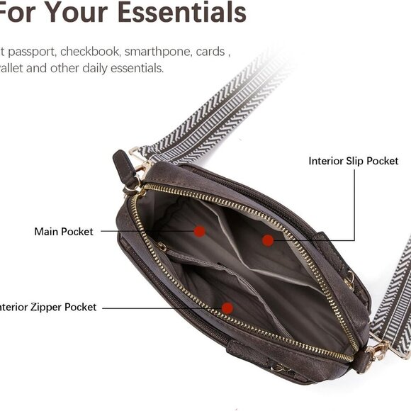 Small Vegan Leather Crossbody Purse for Women Multi Pocket Shoulder Bag - Picture 5 of 7